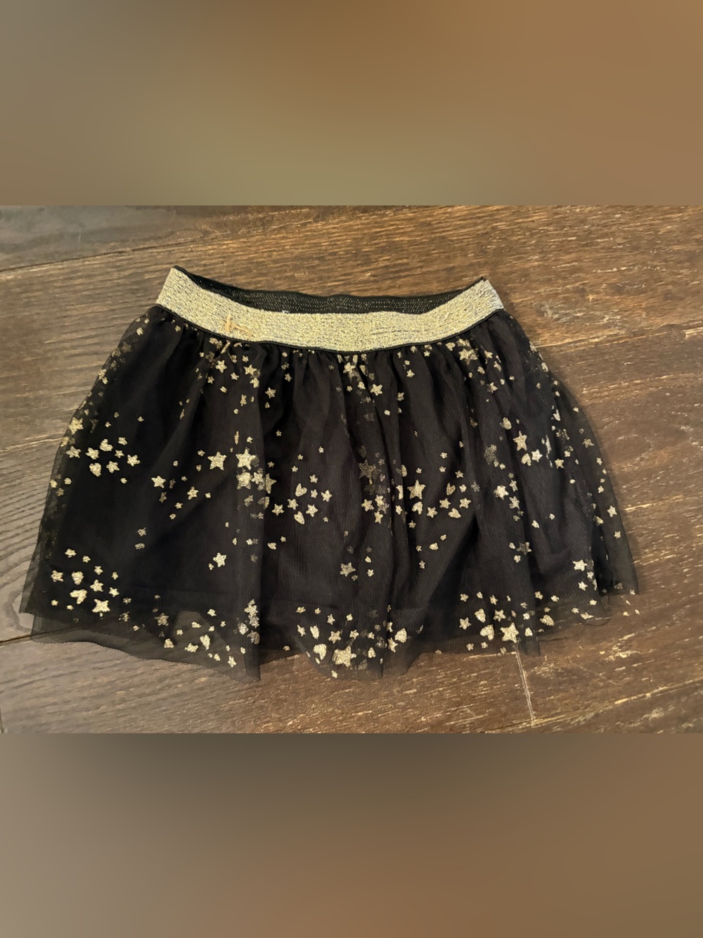 Black Skirt with Metallic-Thread Waistband